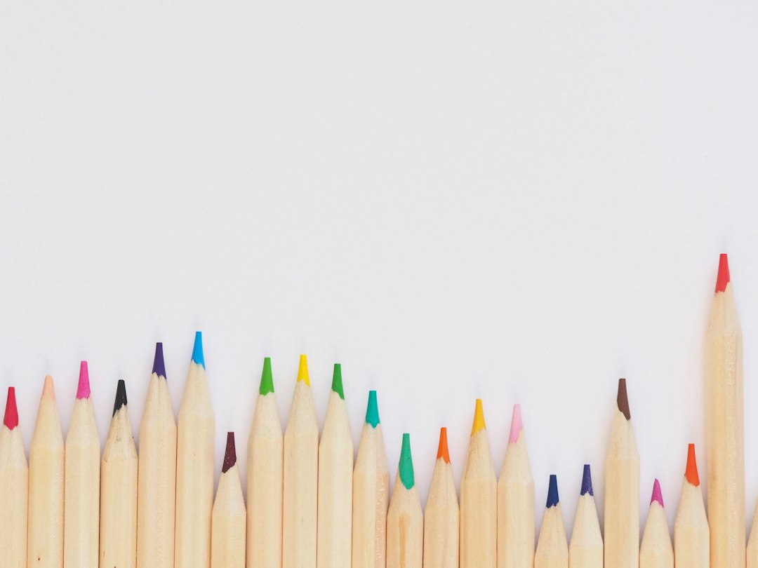 Colored pencils arranged for drawing; illustrative photo, not a storage-case product photo