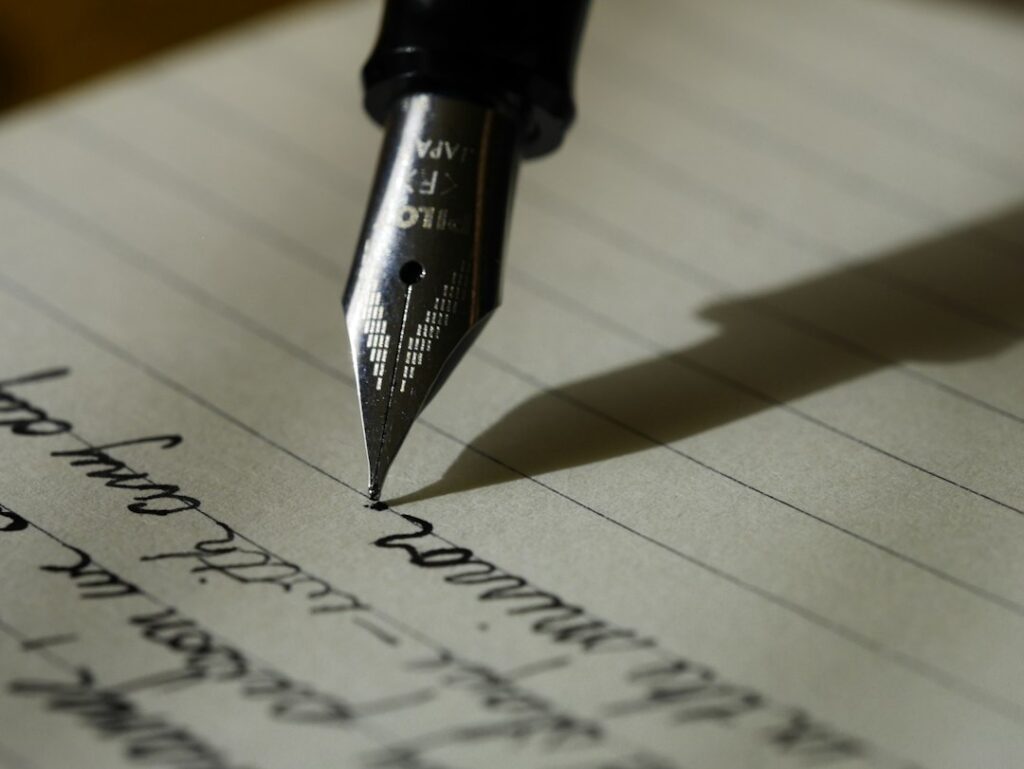 Illustrative photograph for dip pen calligraphy writing illustration; not a specific product test