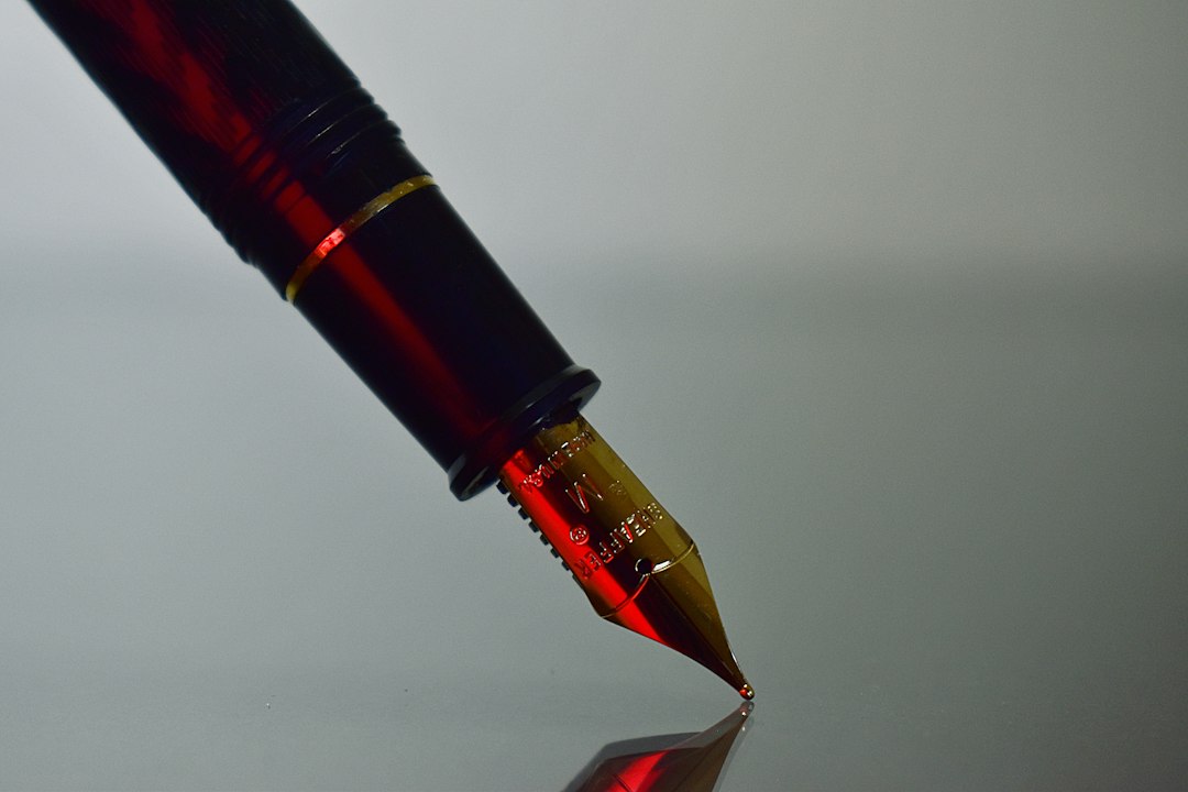 Illustrative fountain pen photograph, not a specific waterproof ink product
