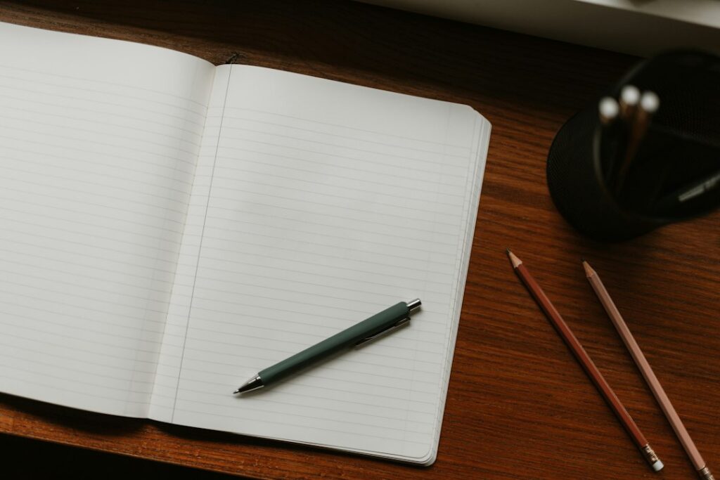 Illustrative photo of notebook for graphite pencil grade comparison, not a refill product image