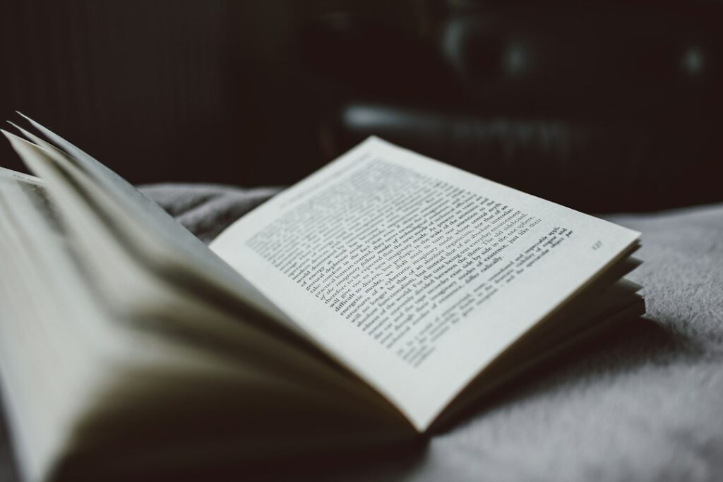 Open book in a reading environment