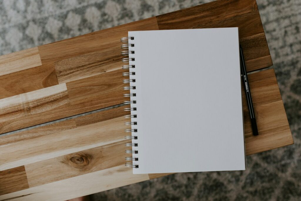Open notebook on a table