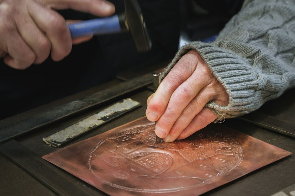 Person working on art