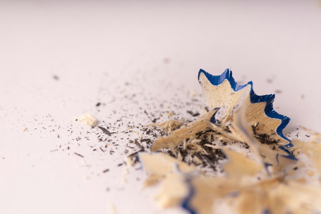 Pencil sharpener on work surface