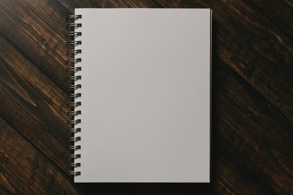 Open spiral-bound notebook