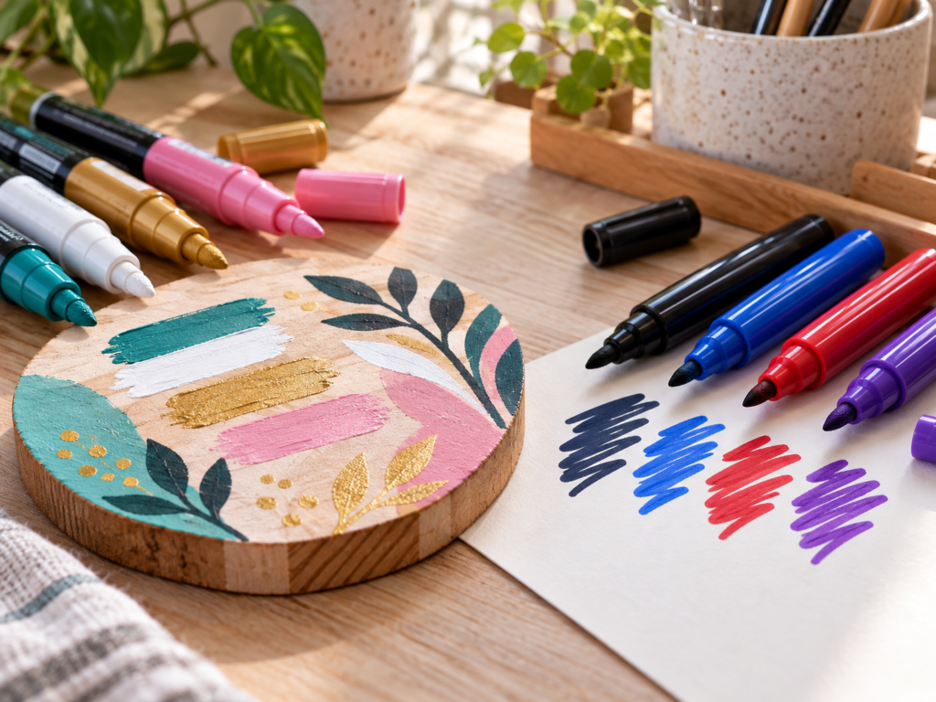AI-generated illustrative comparison of acrylic paint markers and permanent markers