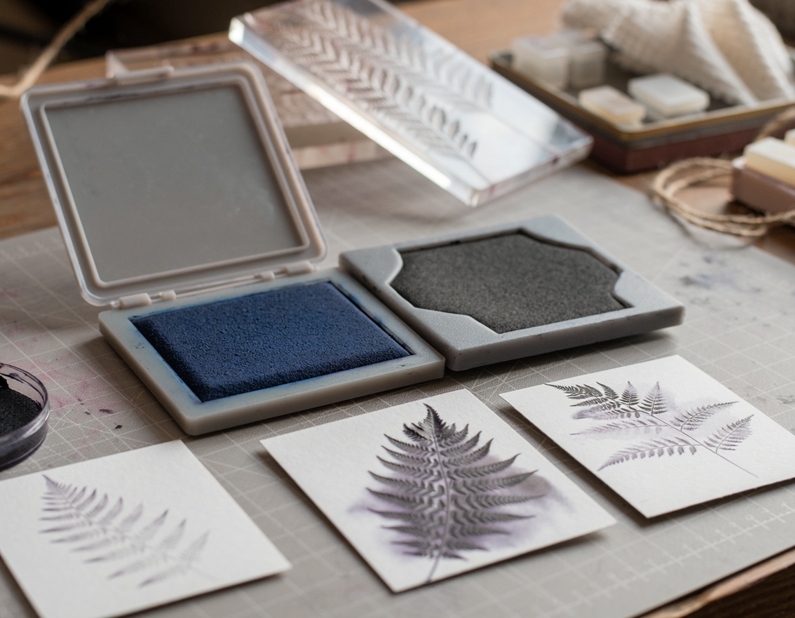 AI-generated illustrative craft comparison for Pigment Ink Pads vs Dye Ink Pads for Handmade Stamping