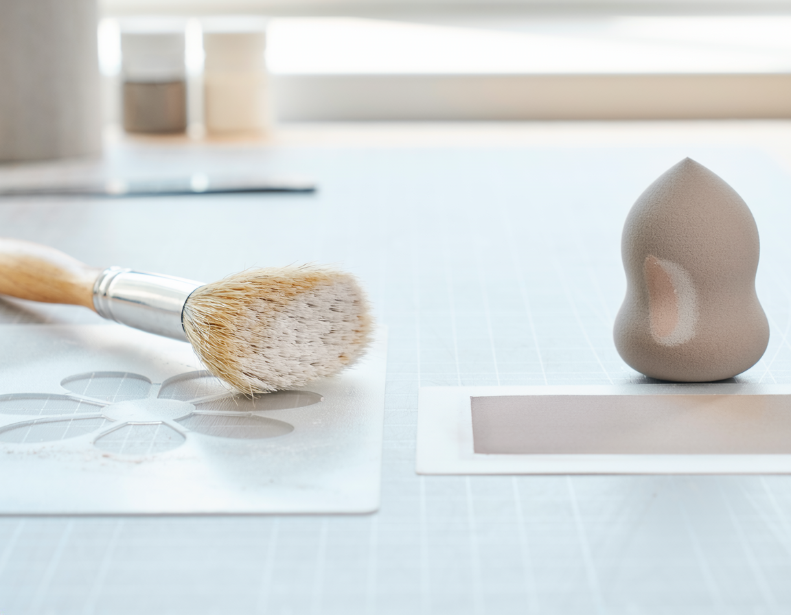 AI-generated illustrative comparison for Stencil Brush vs Makeup Sponge for Acrylic Stencilling