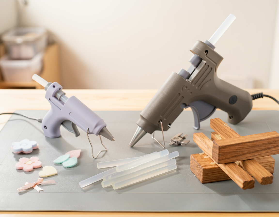 AI-generated illustration of Glue Gun Low-Temp vs High-Temp for Craft Projects