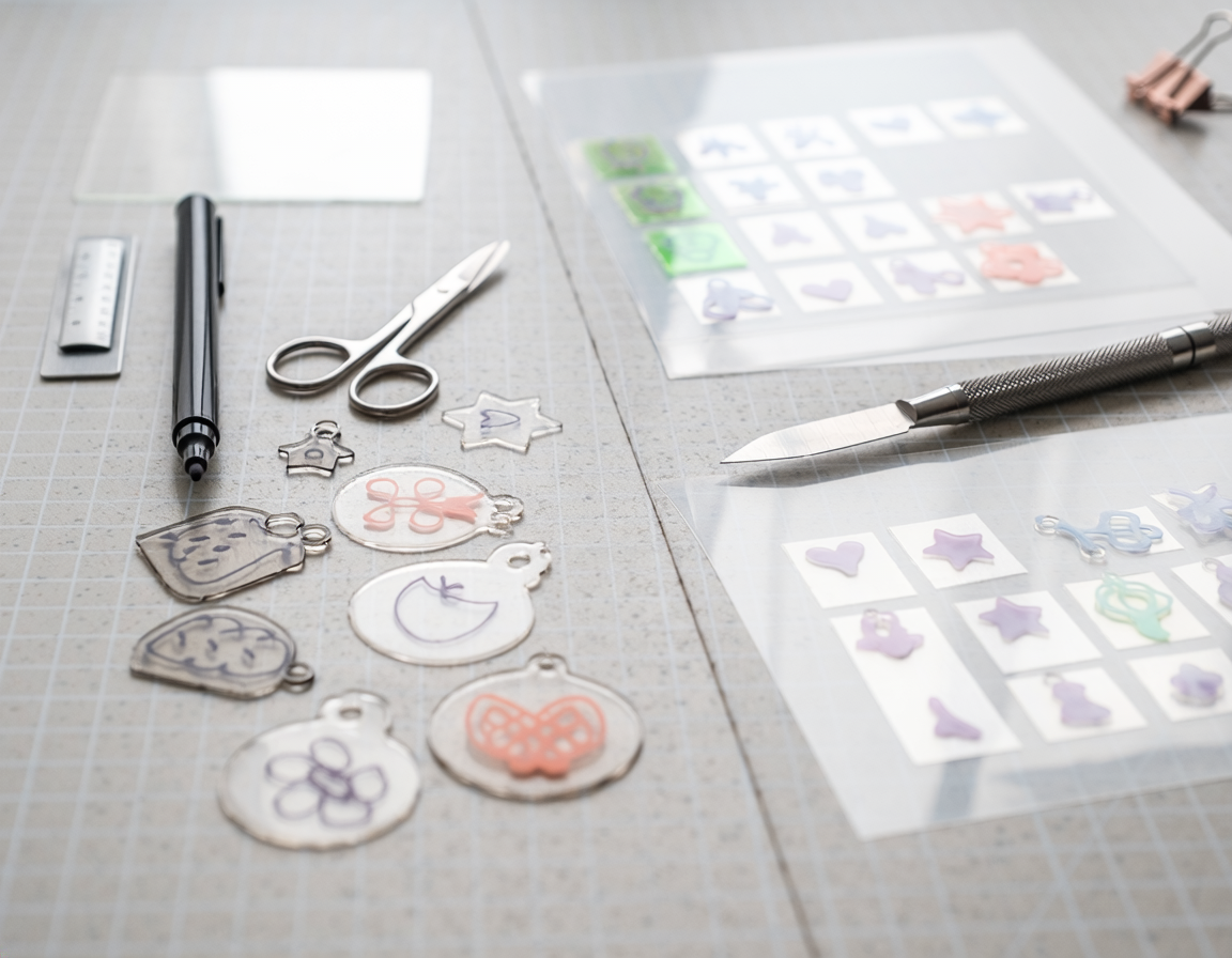 AI-generated illustrative comparison for Shrink Plastic Sheets vs Printable Shrink Film for Charms