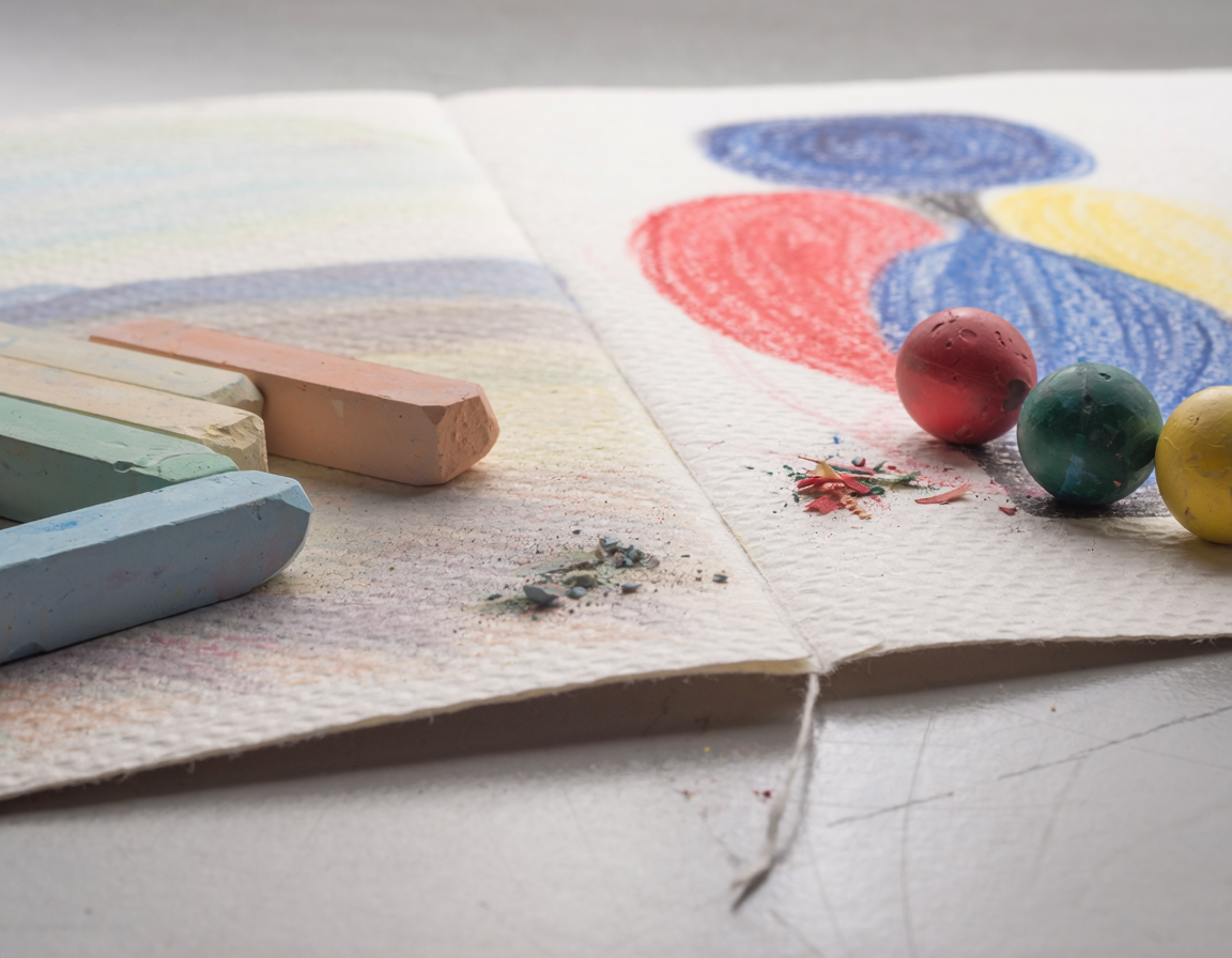 AI-generated illustrative comparison for Soft Chalk Pastels vs Oil Pastels for Sketchbooks