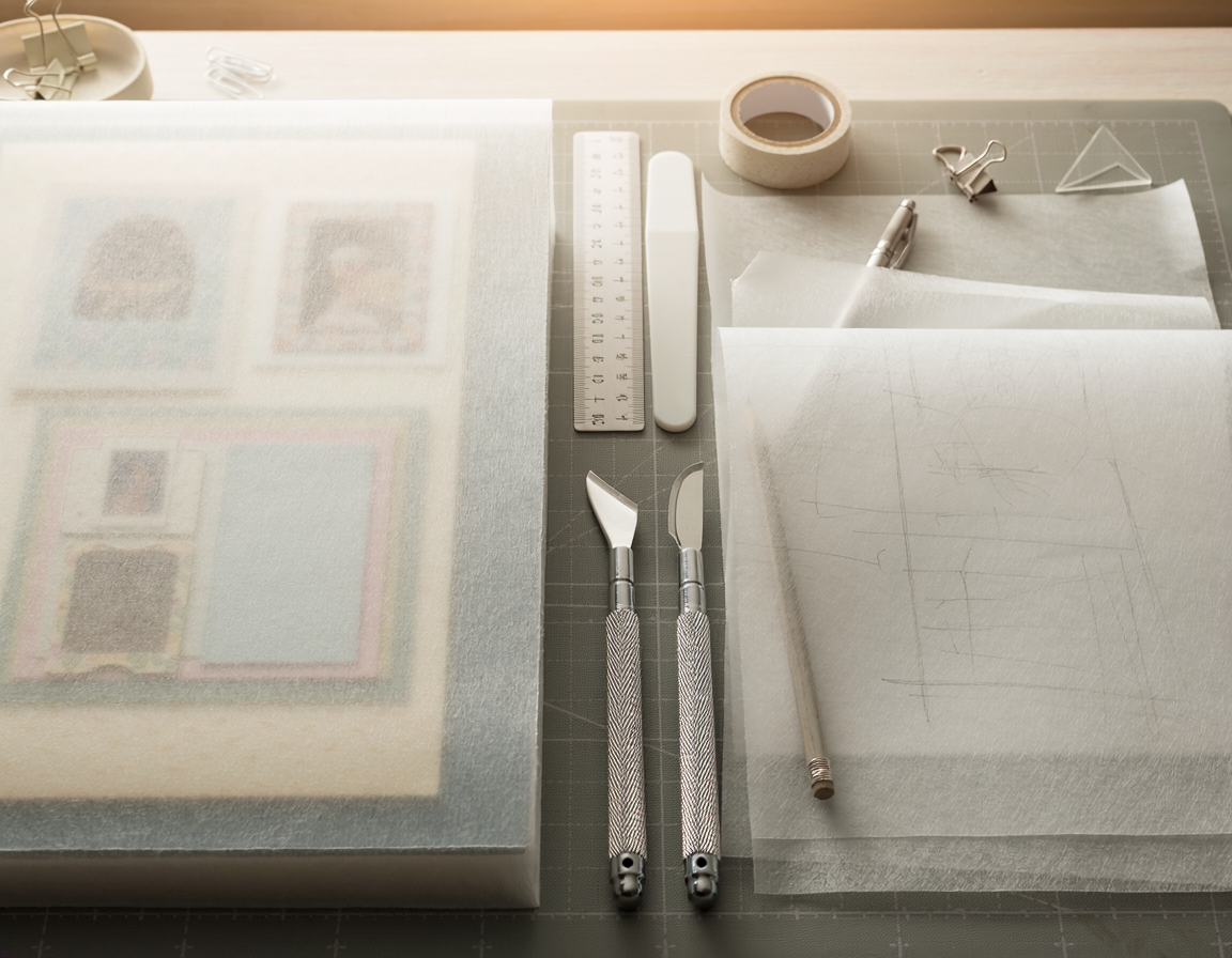 AI-generated illustrative comparison for Vellum Paper vs Tracing Paper for Scrapbook Layers
