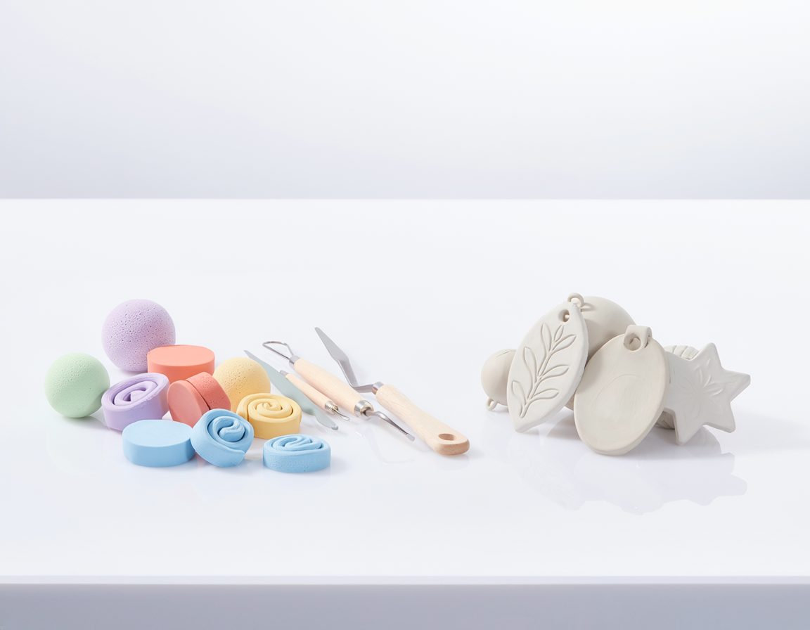 AI-generated illustrative comparison for Foam Clay vs Air-Dry Clay for Kids Craft Models