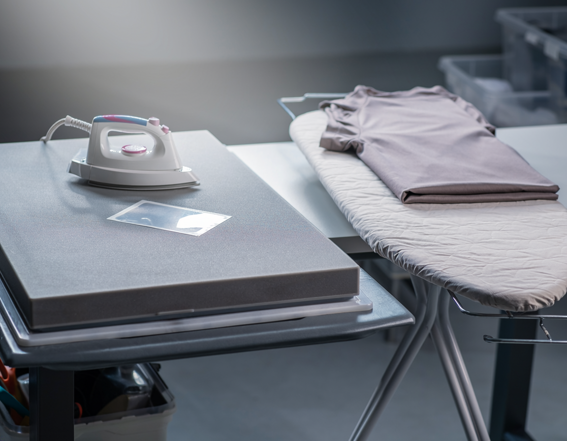 AI-generated illustrative comparison for Craft Heat Press Mat vs Household Ironing Board for Transfers