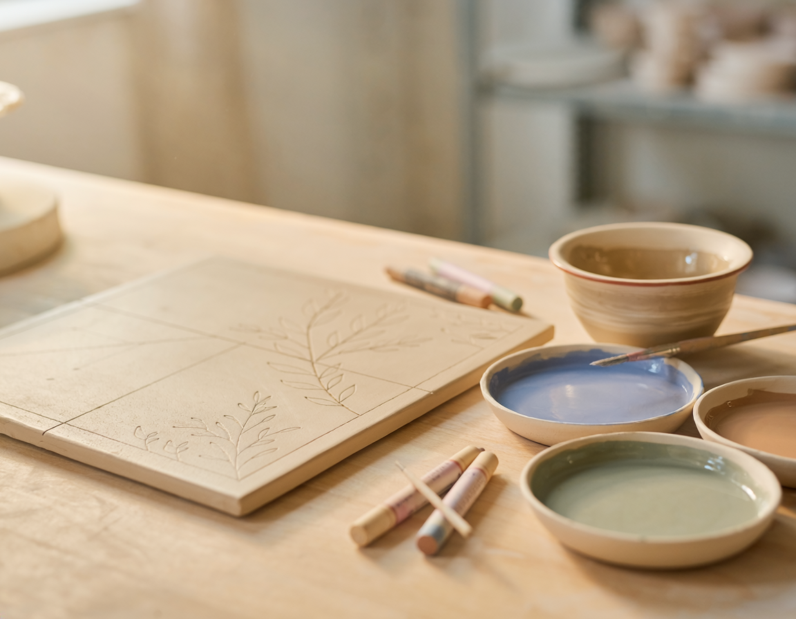 AI-generated illustration for Ceramic Underglaze Pencil vs Underglaze Paint for Pottery