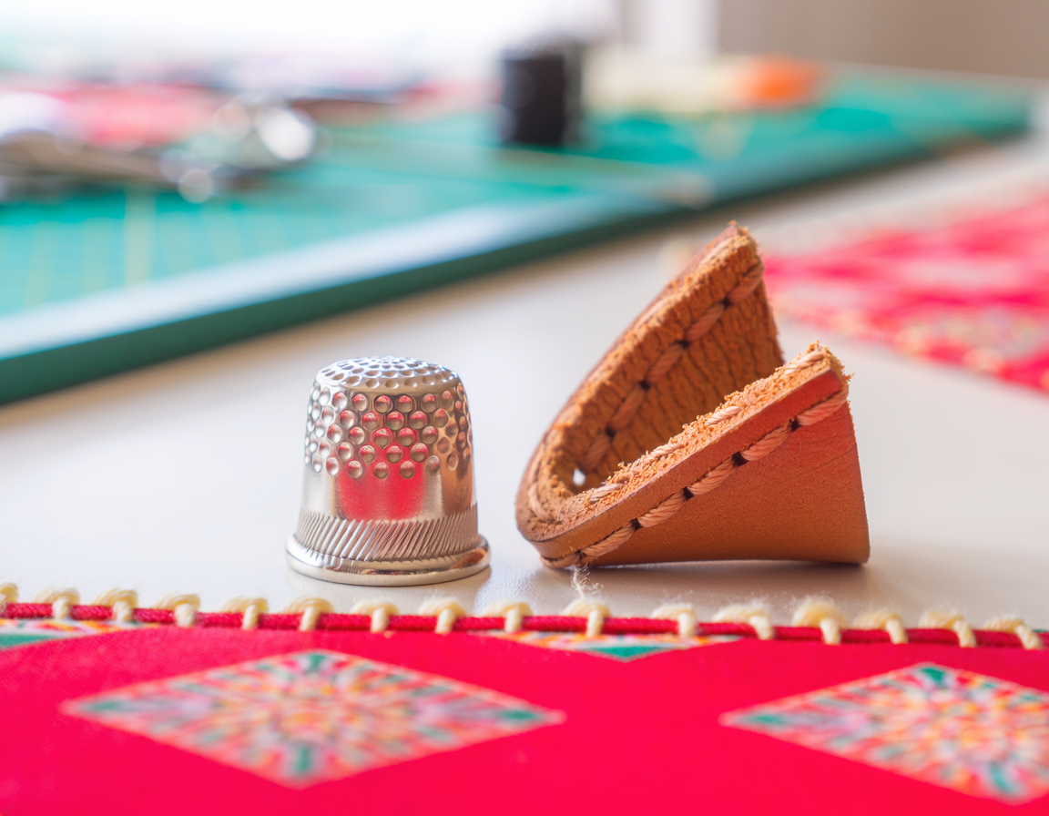 AI-generated craft illustration for Metal Sewing Thimble vs Leather Thimble for Hand Quilting