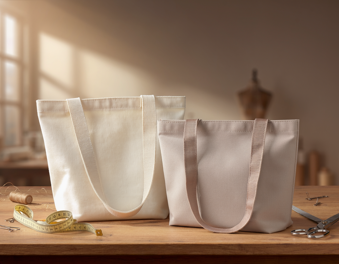 AI-generated craft illustration for Woven Cotton Webbing vs Polyester Strap for Tote Handles