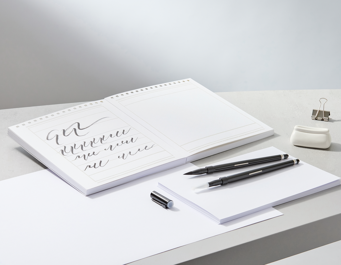 AI-generated illustration for Calligraphy Practice Pad vs Smooth Marker Paper
