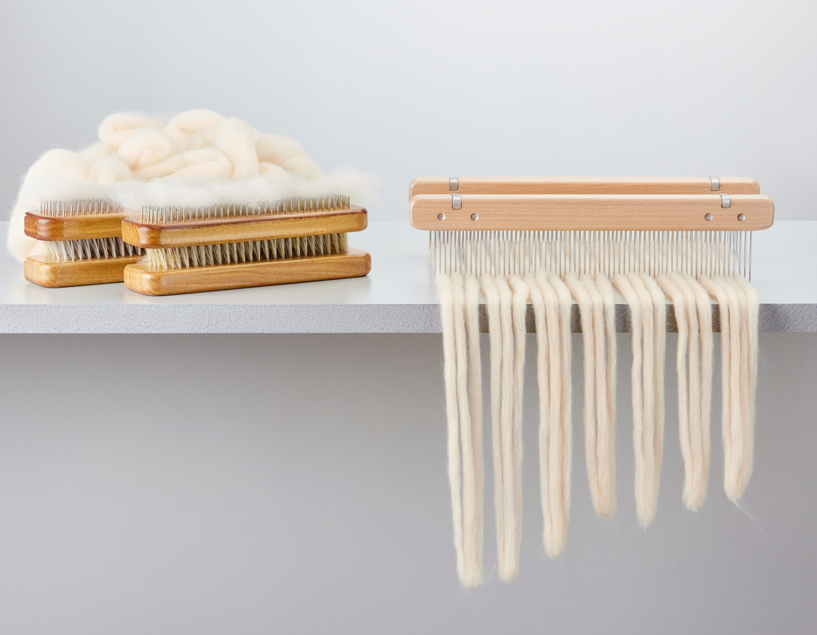 AI-generated illustration of Wool Carding Brushes vs Felting Wool Combs