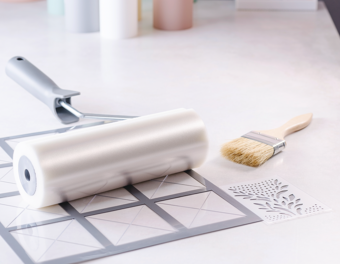 AI-generated illustration of Foam Stencil Roller vs Stippling Brush for Wall Crafts