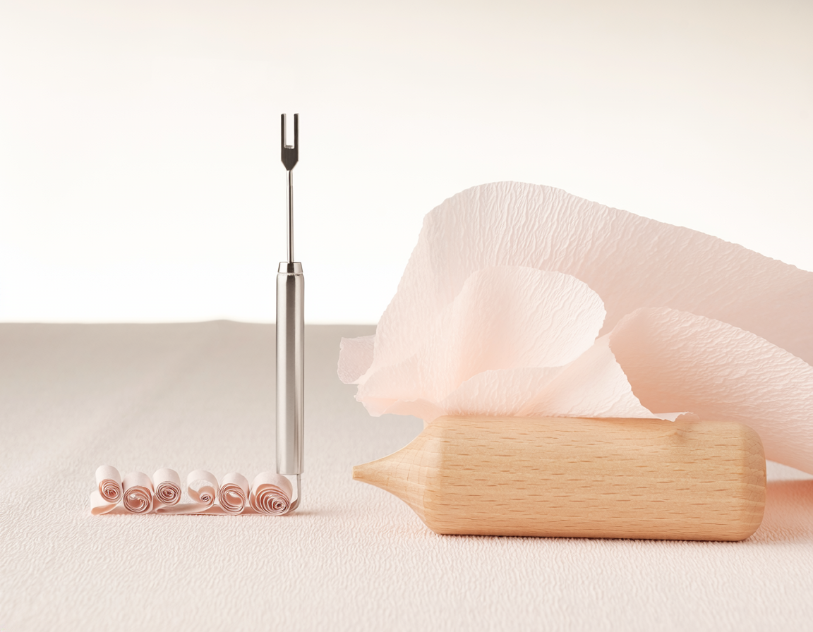 AI-generated illustration of Paper Curling Quilling Tool vs Wooden Dowel for Petals