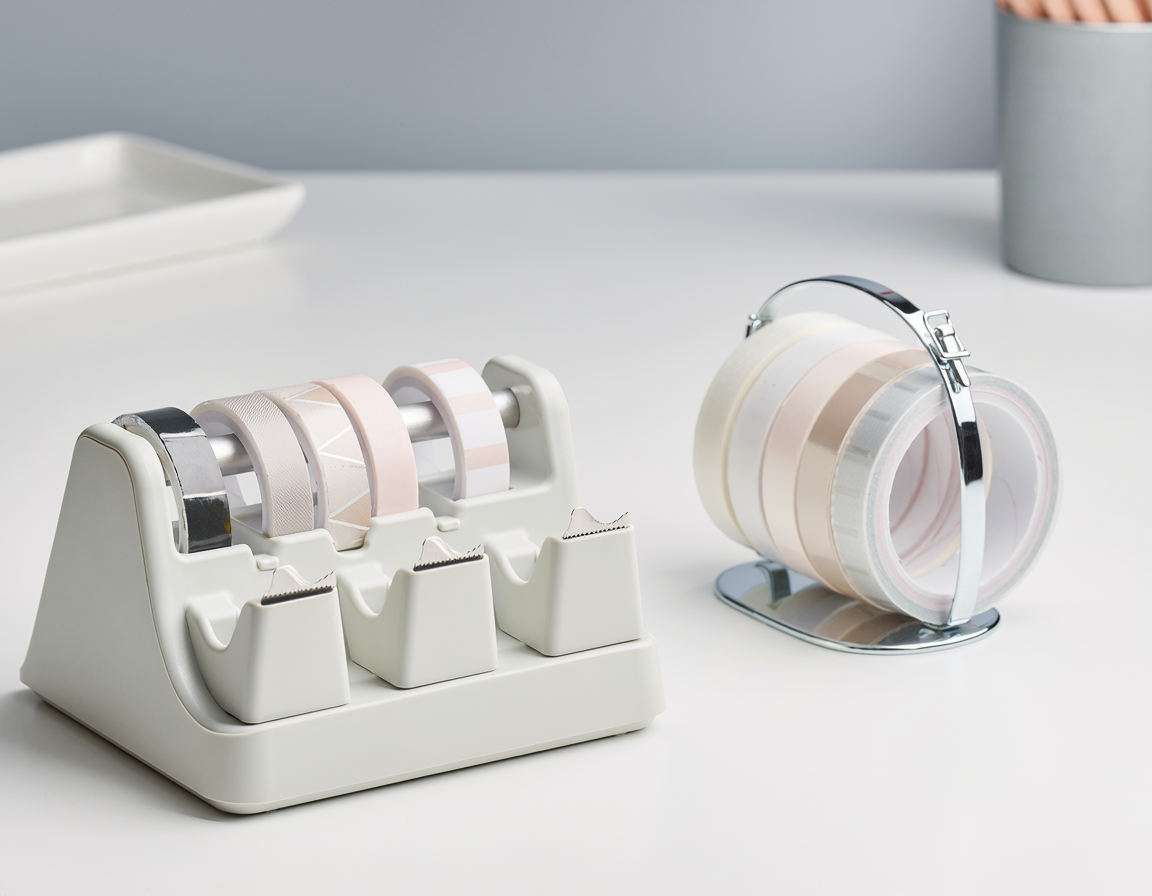 AI-generated illustration of Washi Tape Dispenser vs Storage Ring for Rolls