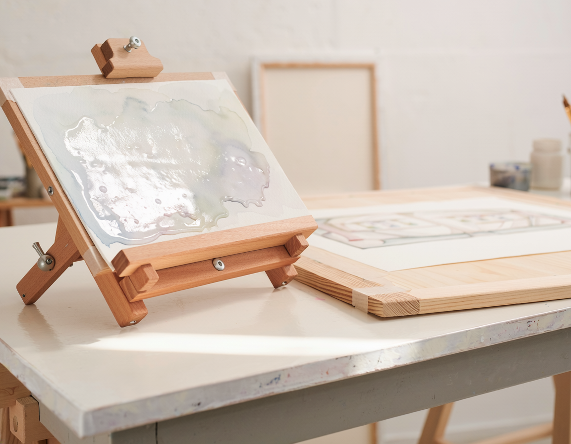 AI-generated illustrative image for Tilted Watercolour Easel vs Flat Painting Board
