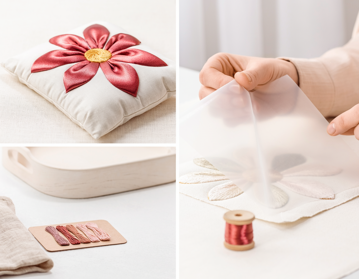 AI-generated illustrative image for Embroidery Satin Stitch Pad vs Water-Soluble Stabilizer