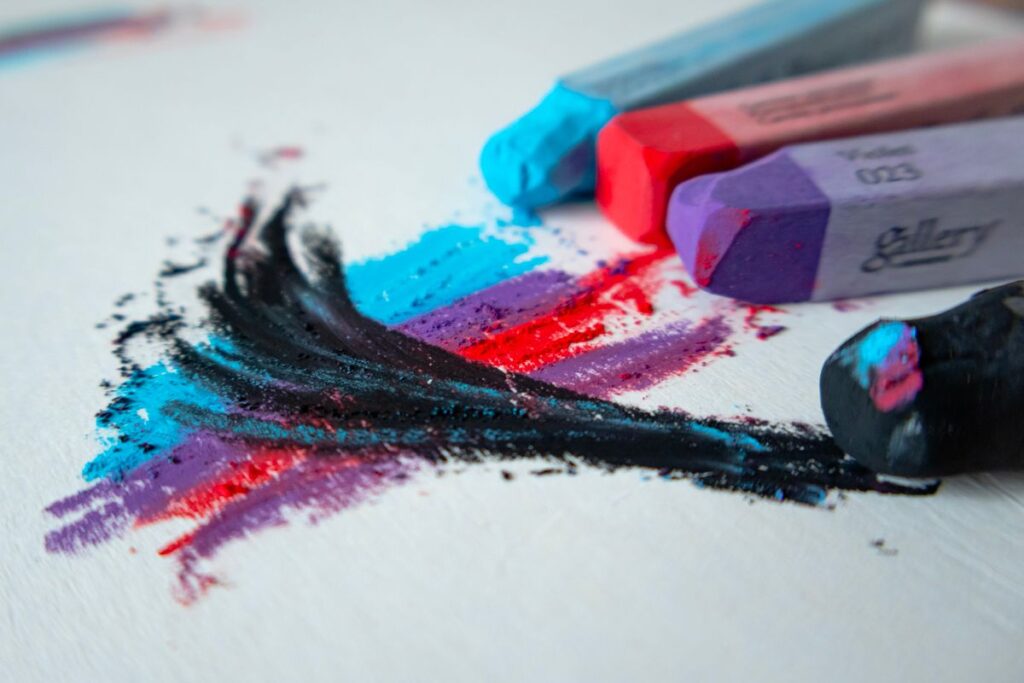 Pastel artwork and pastel sticks