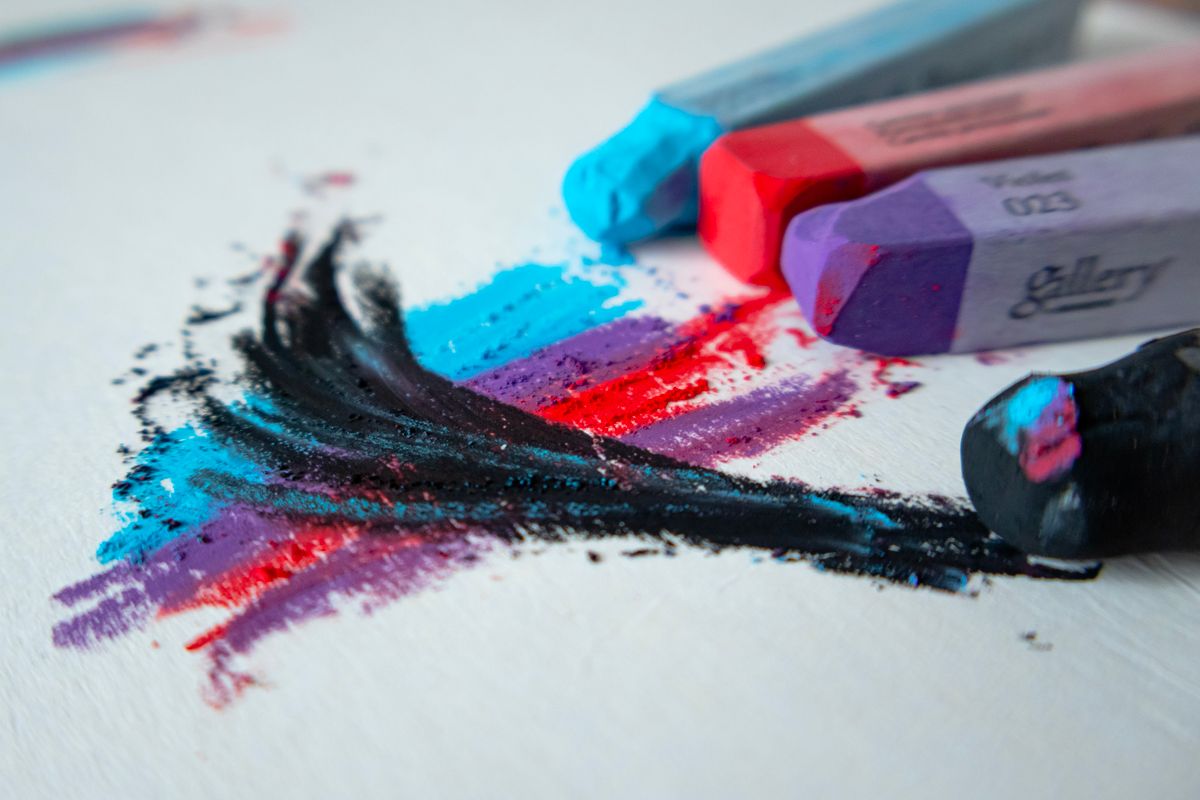 Pastel sticks on textured paper