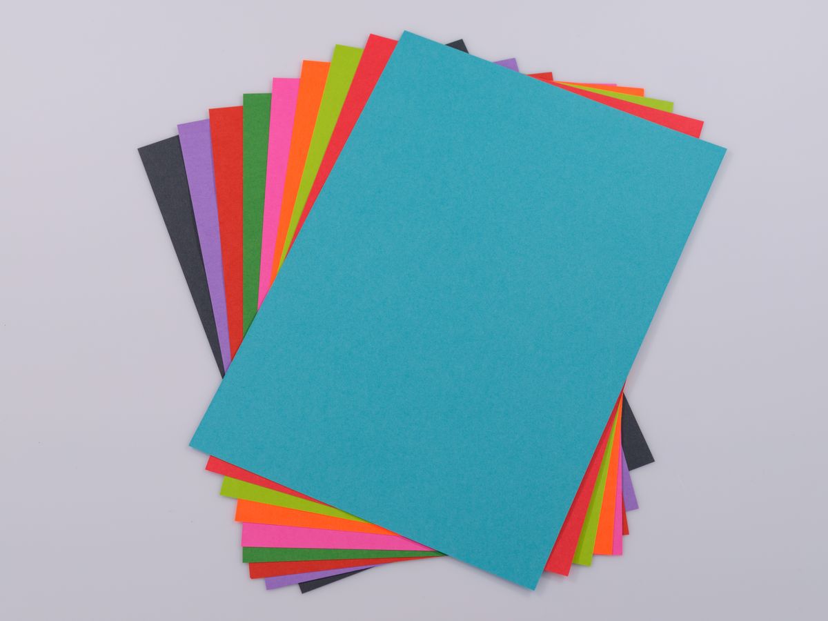 Stacks of coloured craft paper