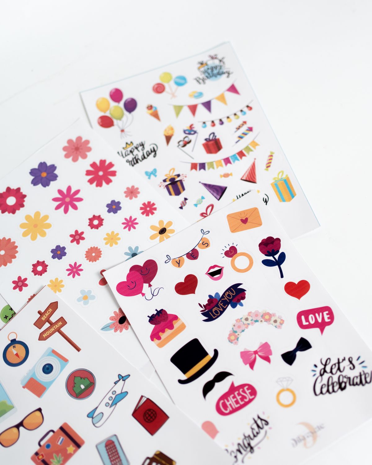 Colourful sticker sheets
