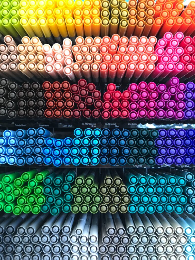 Craft supplies and markers