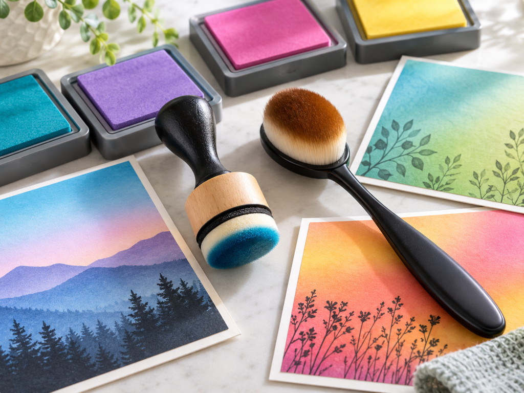 AI-generated illustration: Foam ink blending tool and blending brush comparison