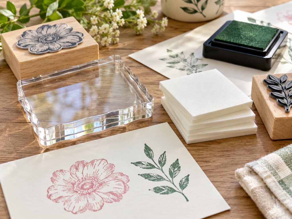 AI-generated illustration: Stamp mounting foam and acrylic block comparison